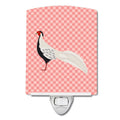 Silver Pheasant Pink Check Ceramic Night Light Compact, UL-Certified, Ideal for Bedroom, Bathroom, Nursery, Hallway, Kitchen, 6x4x3, Multicolor
