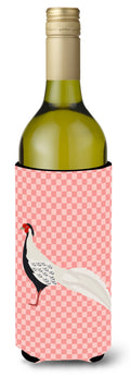 Silver Pheasant Pink Check Wine Bottle Hugger Gift Sleeve for Standard 750 ml Bottles, Insulated Reusable Also Fits Mini Shot & Pint Bottles