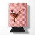Ring-necked Common Pheasant Pink Check Can or Bottle Hugger Cooler Sleeve for Standard 12 oz Cans, Insulated Foam Beer & Soda Can Hugger Reusable