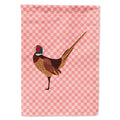 Ring-necked Common Pheasant Pink Check House Flag 28x40 Porch Sleeve Pole Decorative Outside Yard Banner Artwork Wall Hanging, Polyester