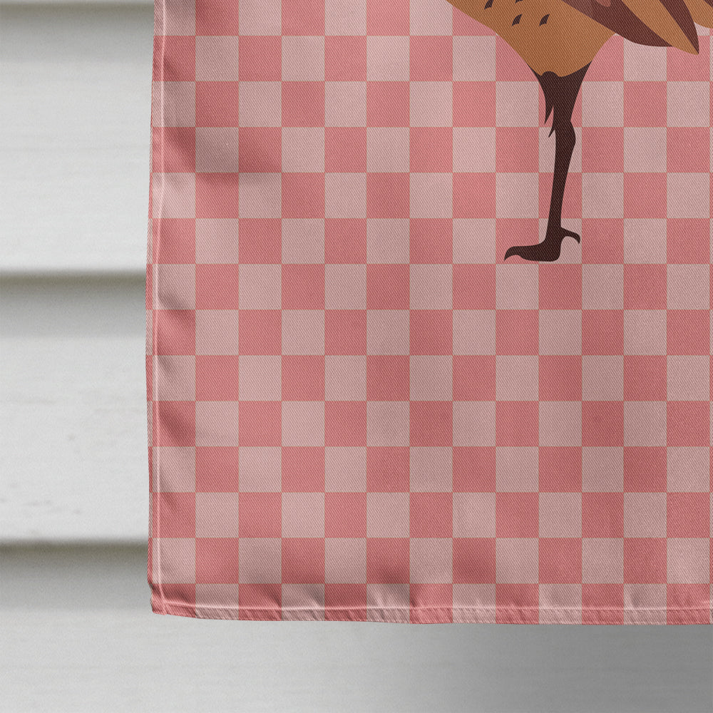 Ring-necked Common Pheasant Pink Check House Flag 28x40 Porch Sleeve Pole Decorative Outside Yard Banner Artwork Wall Hanging, Polyester