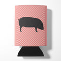 Devon Large Black Pig Pink Check Can or Bottle Hugger Cooler Sleeve for Standard 12 oz Cans, Insulated Foam Beer & Soda Can Hugger Reusable