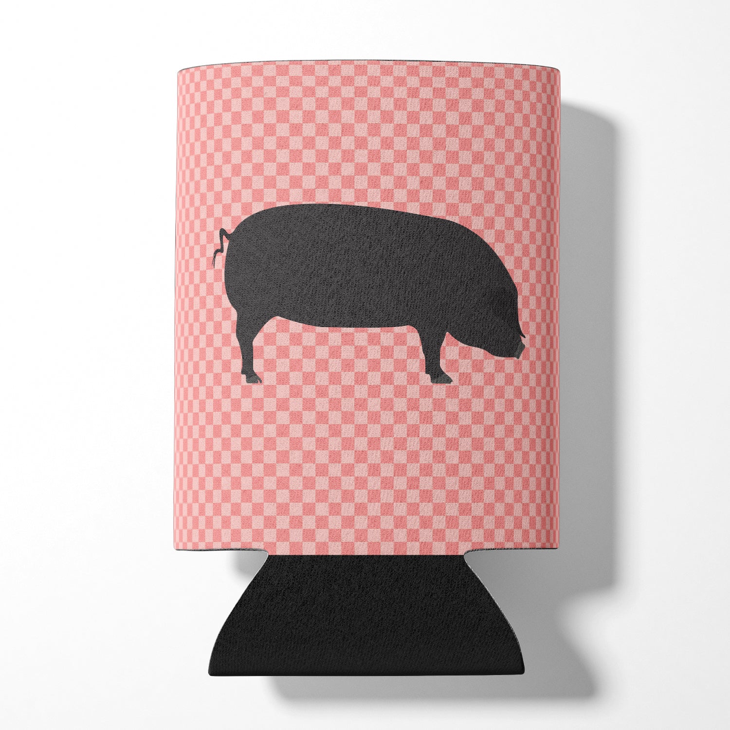 Devon Large Black Pig Pink Check Can or Bottle Hugger Cooler Sleeve for Standard 12 oz Cans, Insulated Foam Beer & Soda Can Hugger Reusable