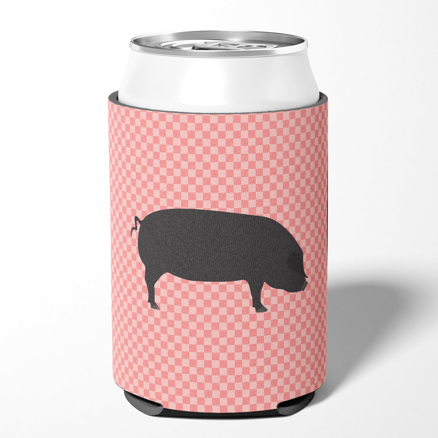 Devon Large Black Pig Pink Check Can or Bottle Hugger Cooler Sleeve for Standard 12 oz Cans, Insulated Foam Beer & Soda Can Hugger Reusable