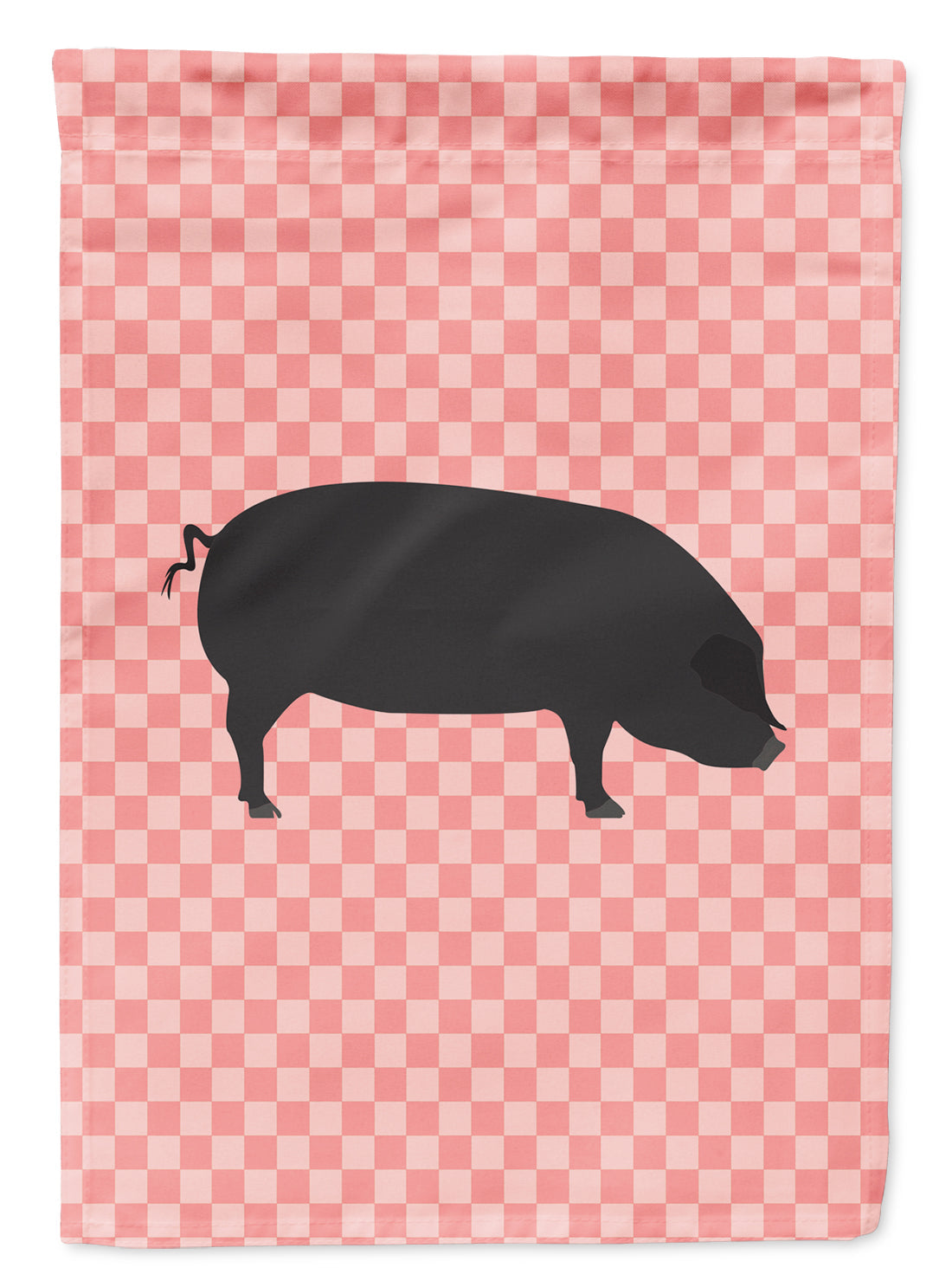 Devon Large Black Pig Pink Check House Flag 28x40 Porch Sleeve Pole Decorative Outside Yard Banner Artwork Wall Hanging, Polyester