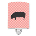 Devon Large Black Pig Pink Check Ceramic Night Light Compact, UL-Certified, Ideal for Bedroom, Bathroom, Nursery, Hallway, Kitchen, 6x4x3, Multicolor