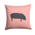 Devon Large Black Pig Pink Check Decorative Throw Pillow 14x14 Indoor Outdoor Accent Cushion, Fabric Cover with Insert for Sofa, Bed, Porch & Living Room