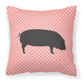 Devon Large Black Pig Pink Check Decorative Throw Pillow 18x18 Indoor Outdoor Accent Cushion, Fabric Cover with Insert for Sofa, Bed, Porch & Living Room