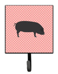Devon Large Black Pig Pink Check Leash or Key Holder Wall Hooks, Key Hooks Holder, Coat Rack Wall Mount, Coat Hooks, Hooks for Hanging Keys, Towels, Aprons, Leashes