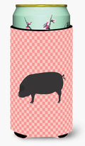 Devon Large Black Pig Pink Check Tall Boy Hugger Can Cooler Sleeve Machine Washable Drink Collapsible Insulator Beverage Insulated Holder