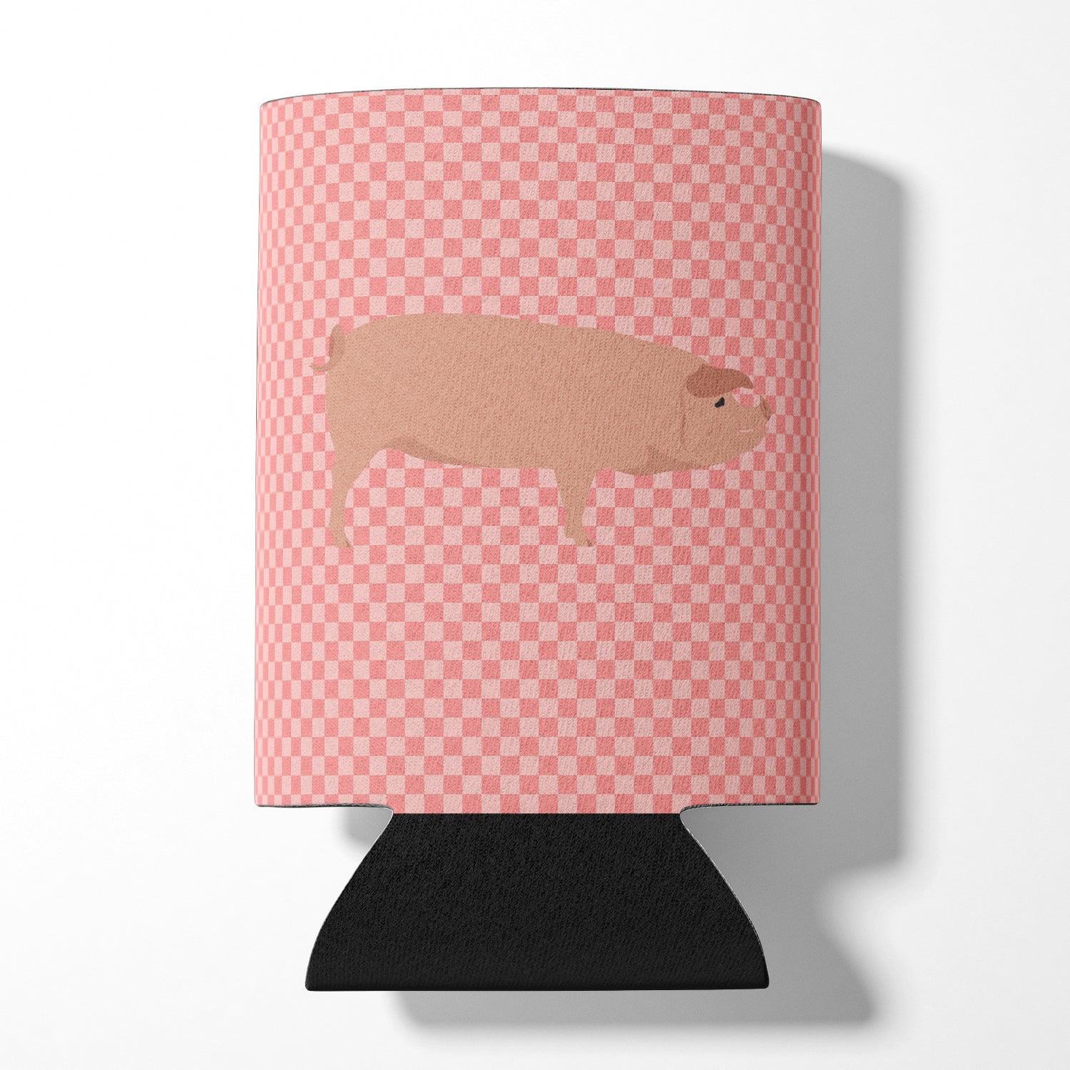 American Landrace Pig Pink Check Can or Bottle Hugger Cooler Sleeve for Standard 12 oz Cans, Insulated Foam Beer & Soda Can Hugger Reusable