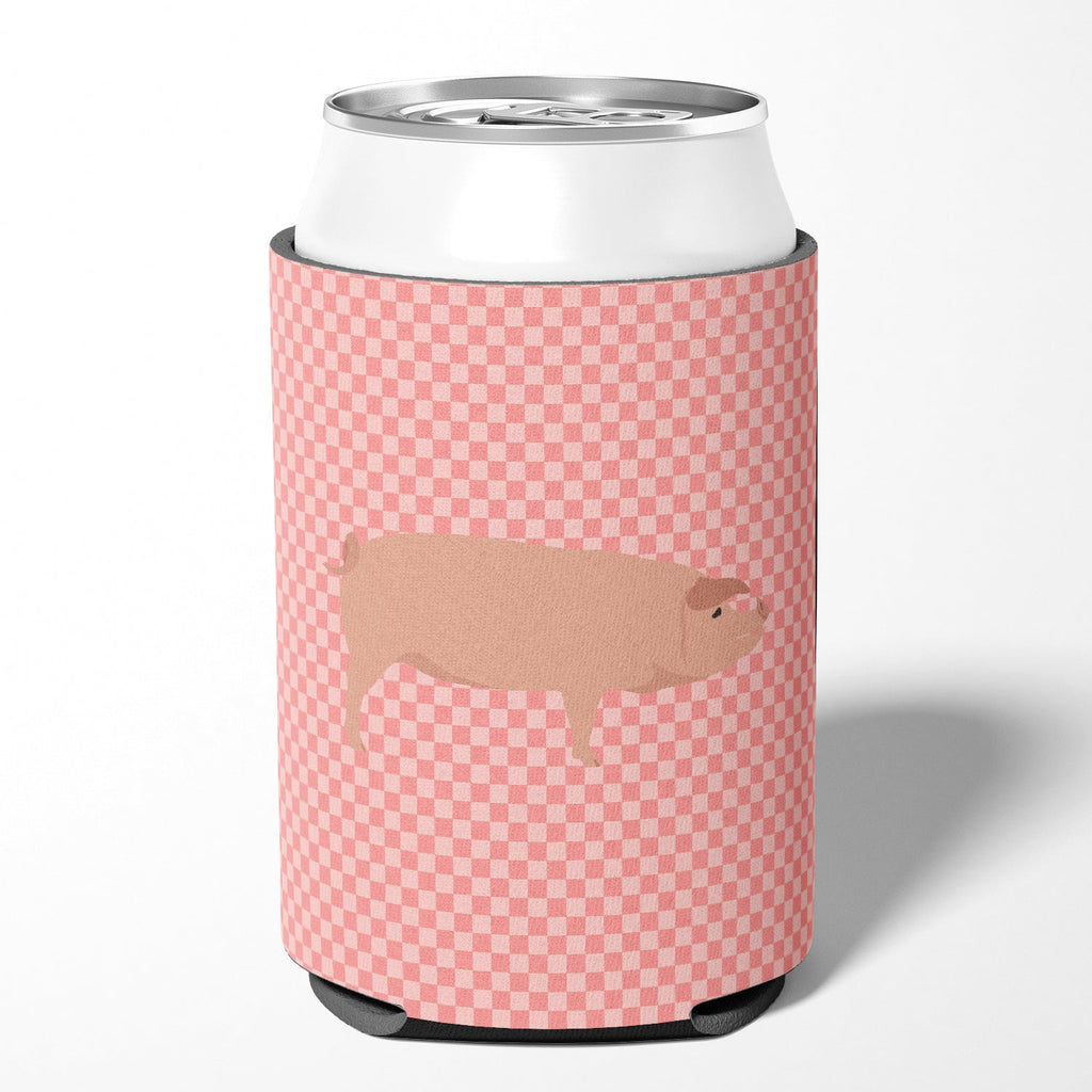 American Landrace Pig Pink Check Can or Bottle Hugger Cooler Sleeve for Standard 12 oz Cans, Insulated Foam Beer & Soda Can Hugger Reusable