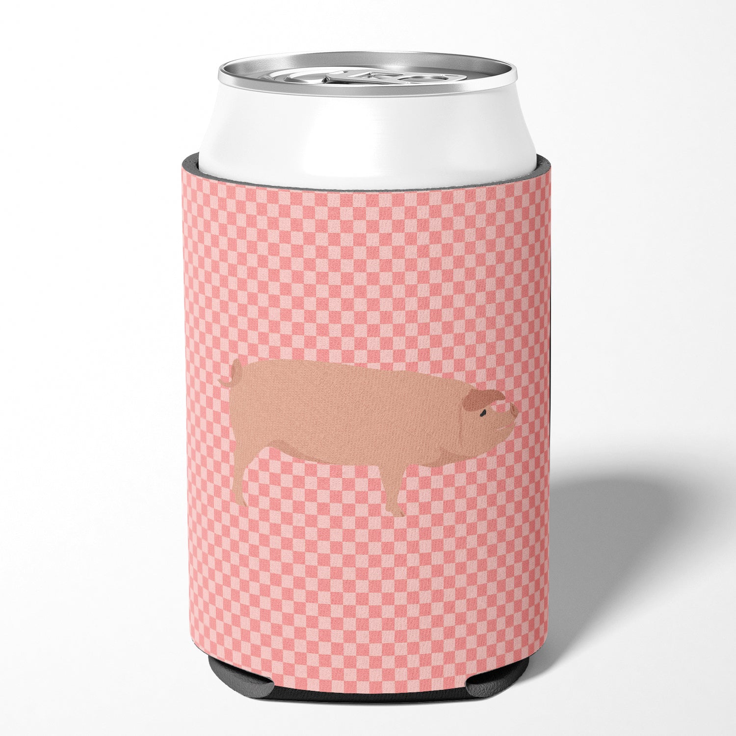 American Landrace Pig Pink Check Can or Bottle Hugger Cooler Sleeve for Standard 12 oz Cans, Insulated Foam Beer & Soda Can Hugger Reusable
