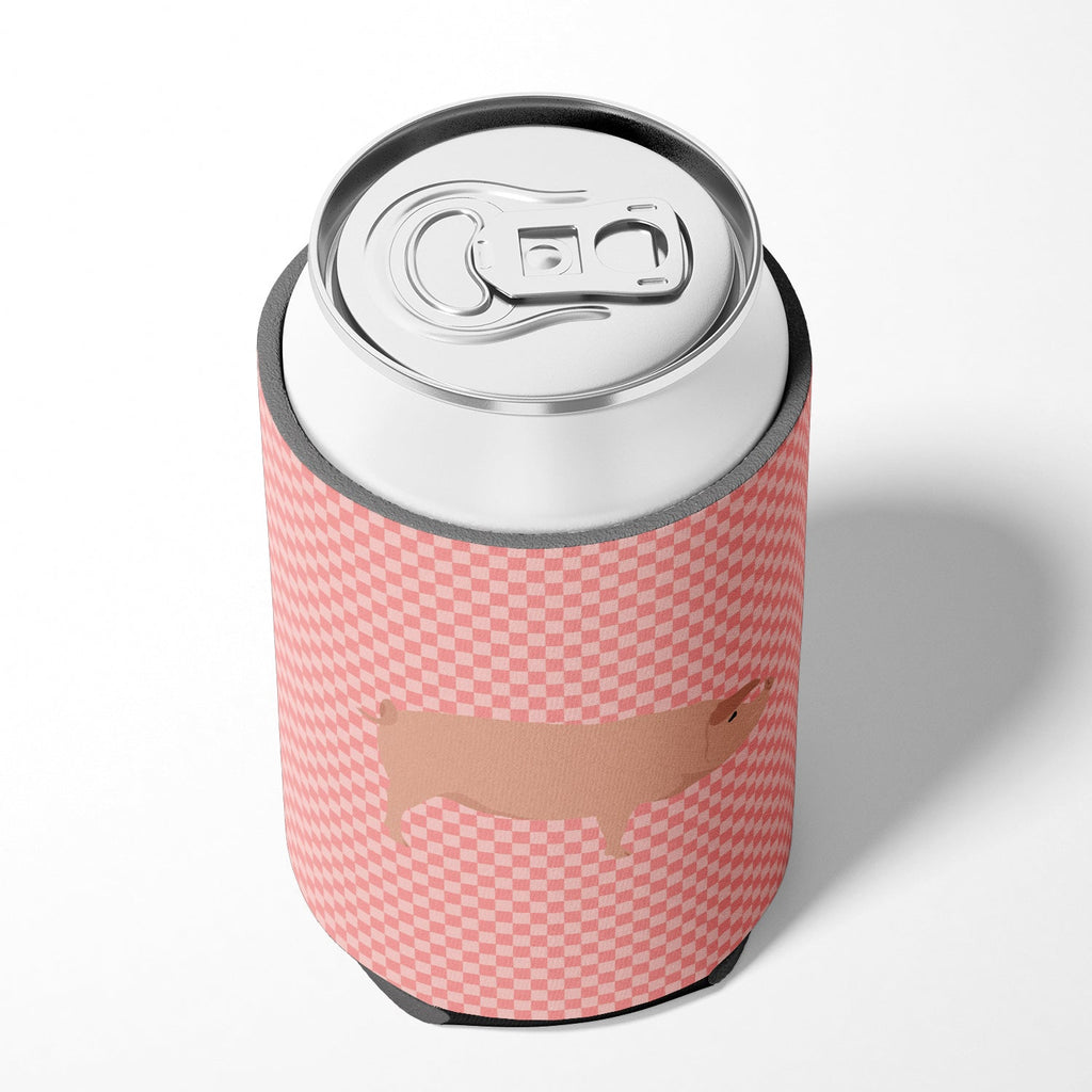 American Landrace Pig Pink Check Can or Bottle Hugger Cooler Sleeve for Standard 12 oz Cans, Insulated Foam Beer & Soda Can Hugger Reusable