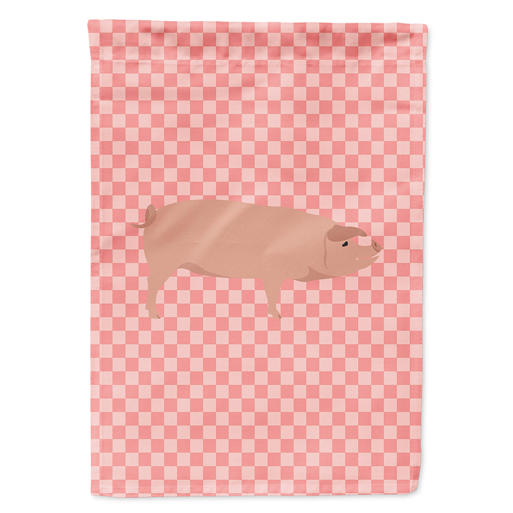 American Landrace Pig Pink Check House Flag 28x40 Porch Sleeve Pole Decorative Outside Yard Banner Artwork Wall Hanging, Polyester