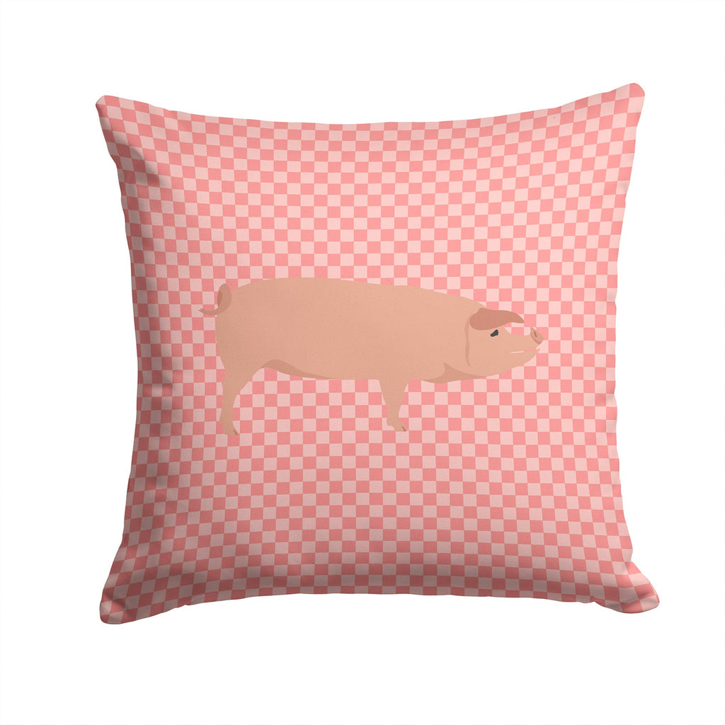 American Landrace Pig Pink Check Decorative Throw Pillow 14x14 Indoor Outdoor Accent Cushion, Fabric Cover with Insert for Sofa, Bed, Porch & Living Room