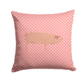 American Landrace Pig Pink Check Decorative Throw Pillow 14x14 Indoor Outdoor Accent Cushion, Fabric Cover with Insert for Sofa, Bed, Porch & Living Room