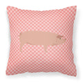 American Landrace Pig Pink Check Decorative Throw Pillow 18x18 Indoor Outdoor Accent Cushion, Fabric Cover with Insert for Sofa, Bed, Porch & Living Room