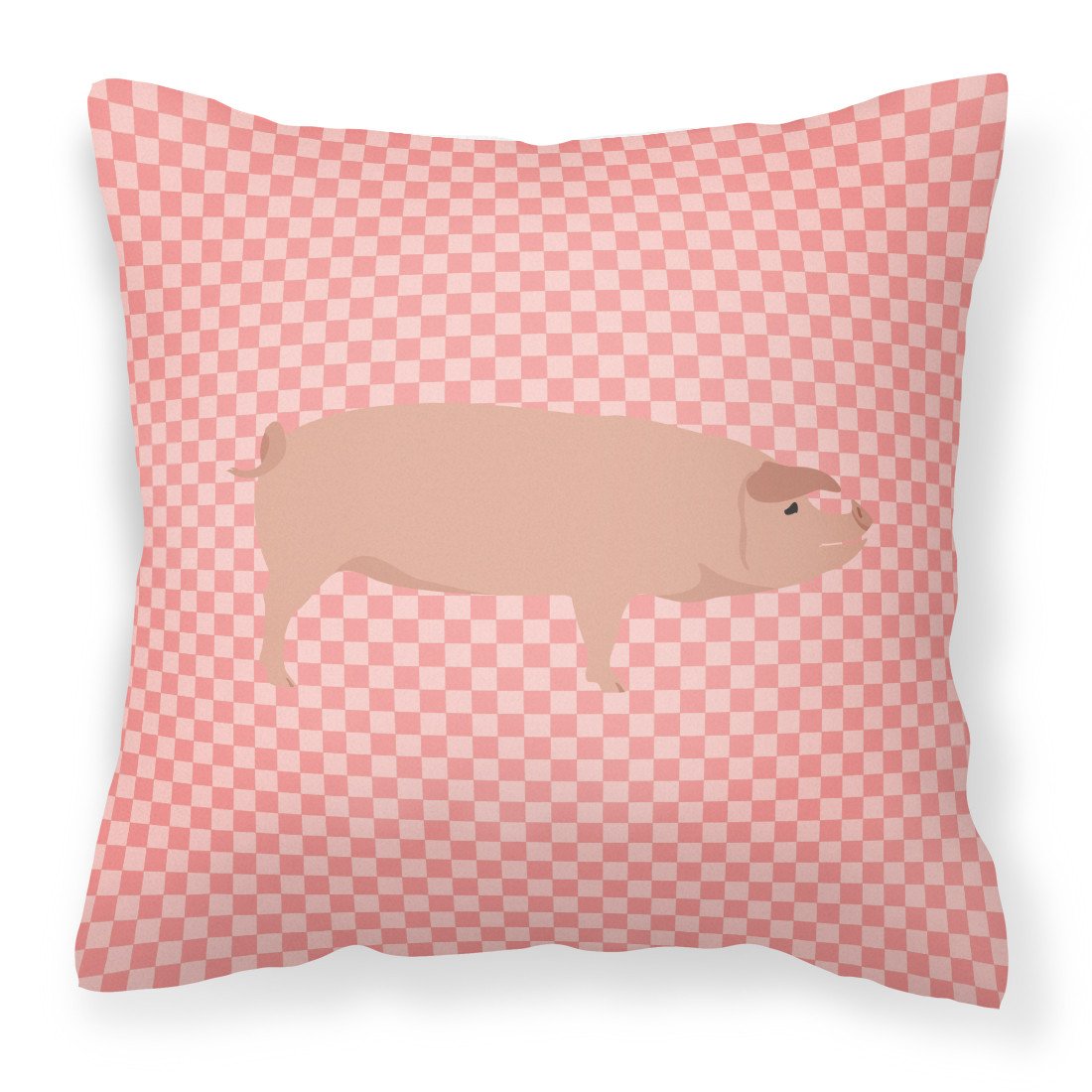 American Landrace Pig Pink Check Decorative Throw Pillow 18x18 Indoor Outdoor Accent Cushion, Fabric Cover with Insert for Sofa, Bed, Porch & Living Room