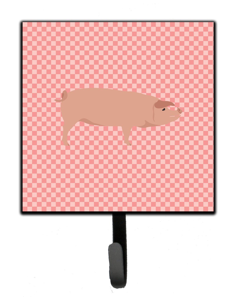 American Landrace Pig Pink Check Leash or Key Holder Wall Hooks, Key Hooks Holder, Coat Rack Wall Mount, Coat Hooks, Hooks for Hanging Keys, Towels, Aprons, Leashes