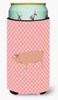 American Landrace Pig Pink Check Tall Boy Hugger Can Cooler Sleeve Machine Washable Drink Collapsible Insulator Beverage Insulated Holder