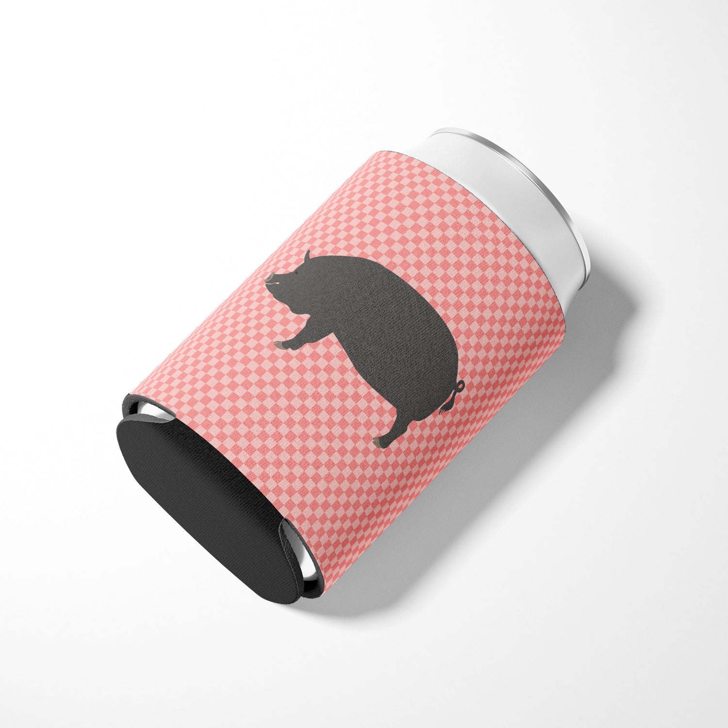 Berkshire Pig Pink Check Can or Bottle Hugger Cooler Sleeve for Standard 12 oz Cans, Insulated Foam Beer & Soda Can Hugger Reusable
