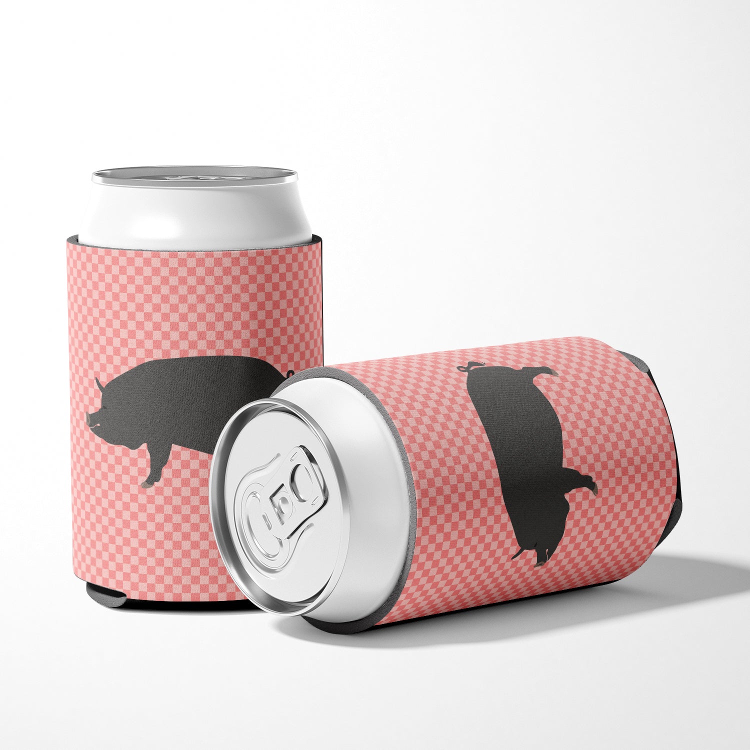 Berkshire Pig Pink Check Can or Bottle Hugger Cooler Sleeve for Standard 12 oz Cans, Insulated Foam Beer & Soda Can Hugger Reusable