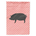Berkshire Pig Pink Check House Flag 28x40 Porch Sleeve Pole Decorative Outside Yard Banner Artwork Wall Hanging, Polyester