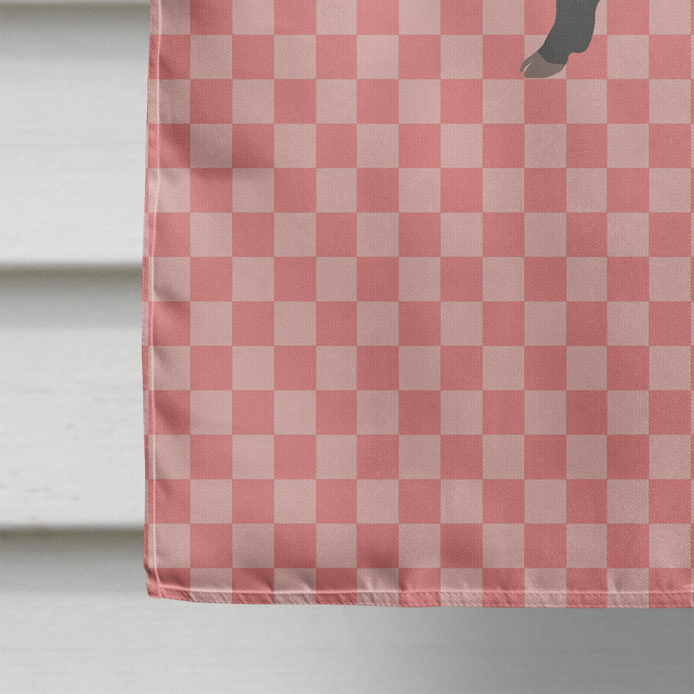 Berkshire Pig Pink Check House Flag 28x40 Porch Sleeve Pole Decorative Outside Yard Banner Artwork Wall Hanging, Polyester