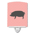 Berkshire Pig Pink Check Ceramic Night Light Compact, UL-Certified, Ideal for Bedroom, Bathroom, Nursery, Hallway, Kitchen, 6x4x3, Multicolor