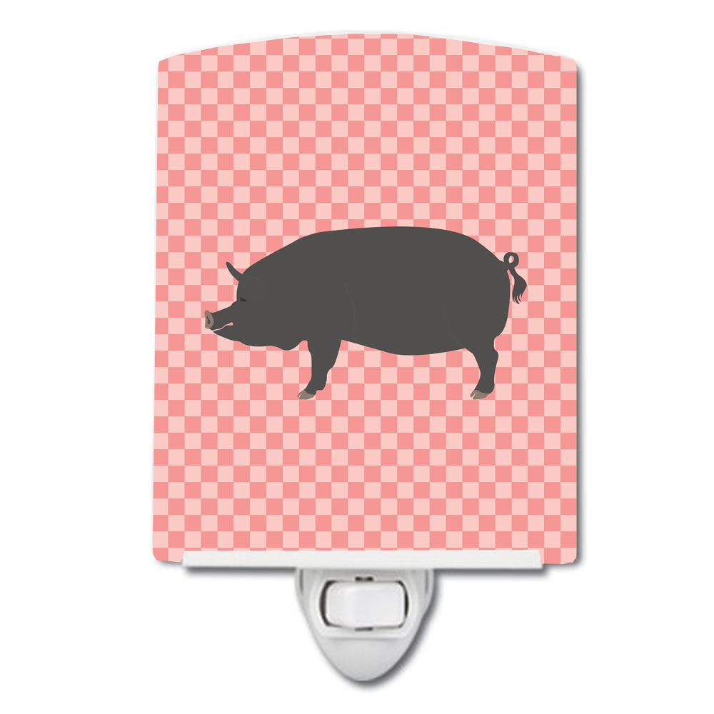 Berkshire Pig Pink Check Ceramic Night Light Compact, UL-Certified, Ideal for Bedroom, Bathroom, Nursery, Hallway, Kitchen, 6x4x3, Multicolor