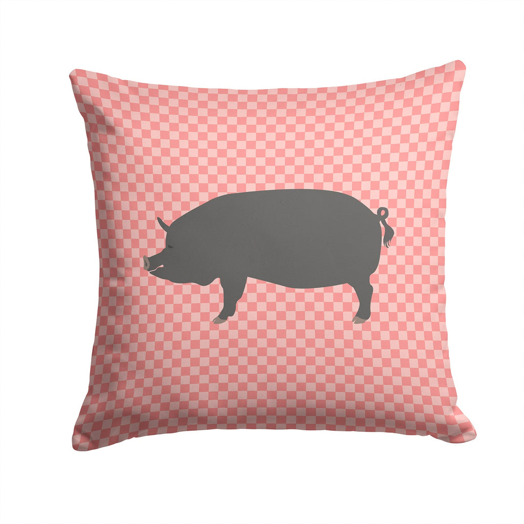 Berkshire Pig Pink Check Decorative Throw Pillow 14x14 Indoor Outdoor Accent Cushion, Fabric Cover with Insert for Sofa, Bed, Porch & Living Room