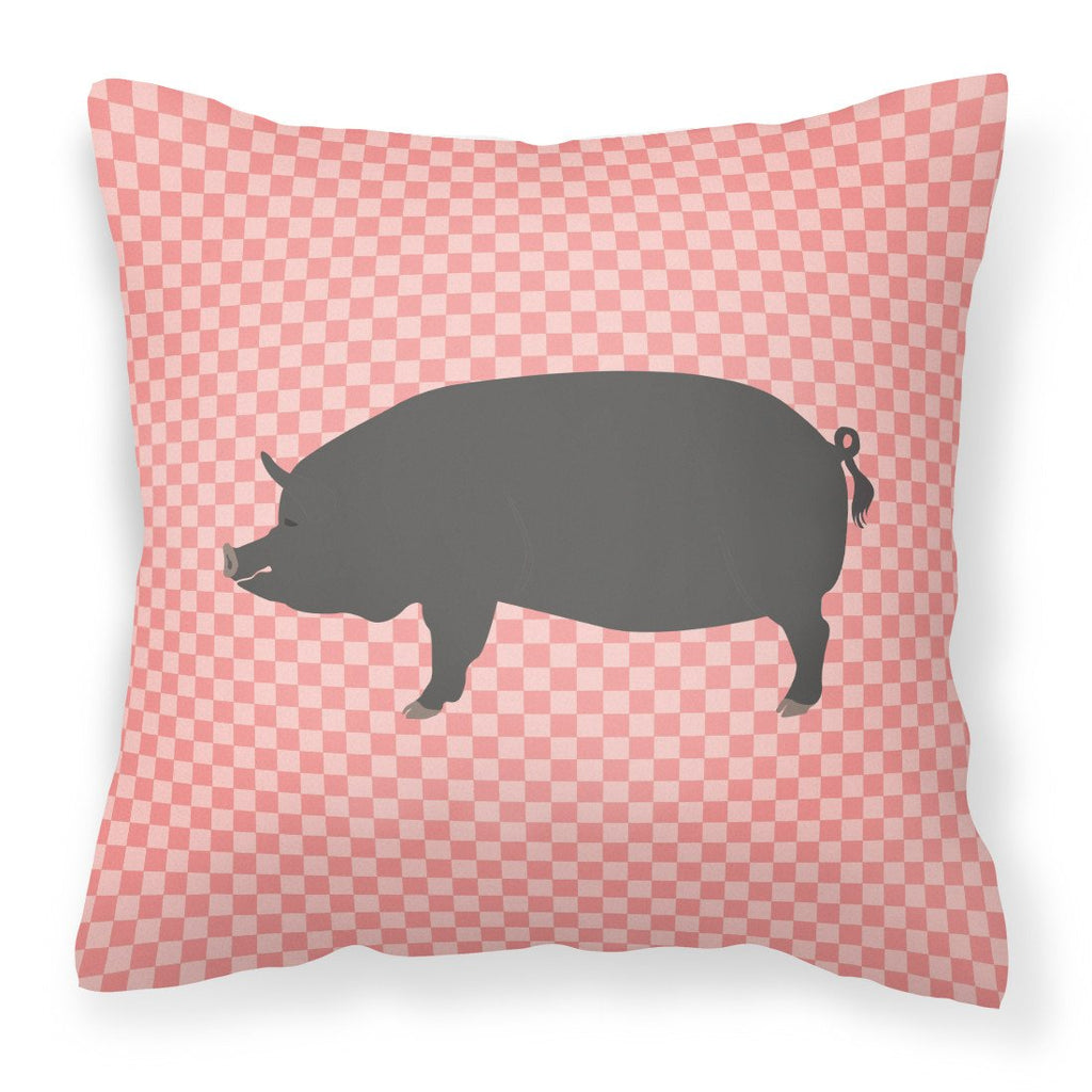 Berkshire Pig Pink Check Decorative Throw Pillow 18x18 Indoor Outdoor Accent Cushion, Fabric Cover with Insert for Sofa, Bed, Porch & Living Room