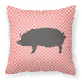 Berkshire Pig Pink Check Decorative Throw Pillow 18x18 Indoor Outdoor Accent Cushion, Fabric Cover with Insert for Sofa, Bed, Porch & Living Room