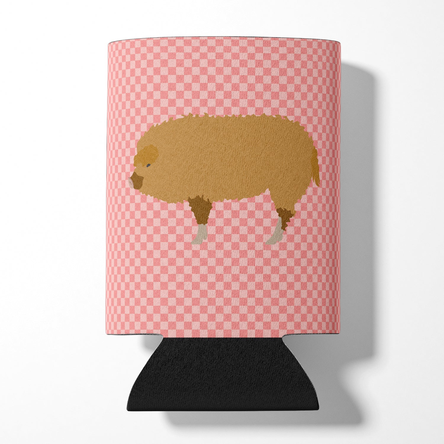 Hungarian Mangalica Pig Pink Check Can or Bottle Hugger Cooler Sleeve for Standard 12 oz Cans, Insulated Foam Beer & Soda Can Hugger Reusable