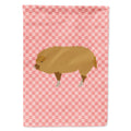 Hungarian Mangalica Pig Pink Check House Flag 28x40 Porch Sleeve Pole Decorative Outside Yard Banner Artwork Wall Hanging, Polyester