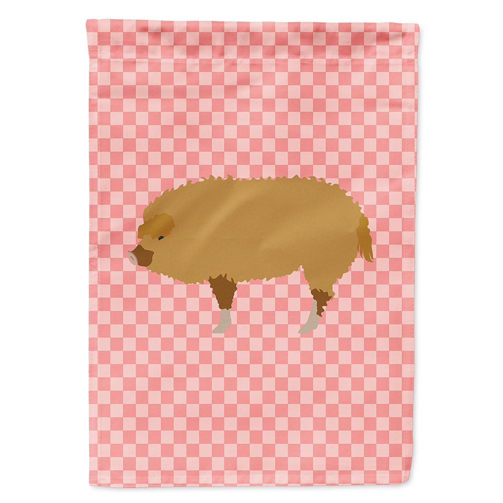 Hungarian Mangalica Pig Pink Check House Flag 28x40 Porch Sleeve Pole Decorative Outside Yard Banner Artwork Wall Hanging, Polyester