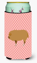 Hungarian Mangalica Pig Pink Check Tall Boy Hugger Can Cooler Sleeve Machine Washable Drink Collapsible Insulator Beverage Insulated Holder