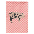 Mini Miniature Pig Pink Check House Flag 28x40 Porch Sleeve Pole Decorative Outside Yard Banner Artwork Wall Hanging, Polyester