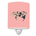 Mini Miniature Pig Pink Check Ceramic Night Light Compact, UL-Certified, Ideal for Bedroom, Bathroom, Nursery, Hallway, Kitchen, 6x4x3, Multicolor