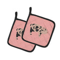 Mini Miniature Pig Pink Check Pot Holder Set of 2 Heat Resistant Quilted Hot Pads 7.5 x 7.5 Inch, Insulated Kitchen Trivets for Cooking & Baking