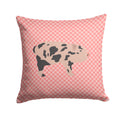 Mini Miniature Pig Pink Check Decorative Throw Pillow 14x14 Indoor Outdoor Accent Cushion, Fabric Cover with Insert for Sofa, Bed, Porch & Living Room