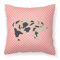 Mini Miniature Pig Pink Check Decorative Throw Pillow 18x18 Indoor Outdoor Accent Cushion, Fabric Cover with Insert for Sofa, Bed, Porch & Living Room