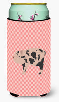 Mini Miniature Pig Pink Check Tall Boy Hugger Can Cooler Sleeve Machine Washable Drink Collapsible Insulator Beverage Insulated Holder