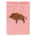Wild Boar Pig Pink Check House Flag 28x40 Porch Sleeve Pole Decorative Outside Yard Banner Artwork Wall Hanging, Polyester