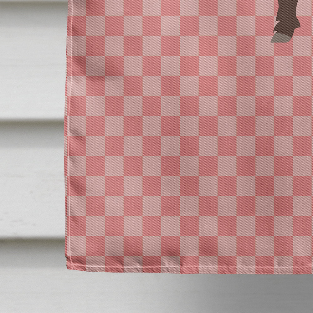 Wild Boar Pig Pink Check House Flag 28x40 Porch Sleeve Pole Decorative Outside Yard Banner Artwork Wall Hanging, Polyester