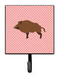 Wild Boar Pig Pink Check Leash or Key Holder Wall Hooks, Key Hooks Holder, Coat Rack Wall Mount, Coat Hooks, Hooks for Hanging Keys, Towels, Aprons, Leashes