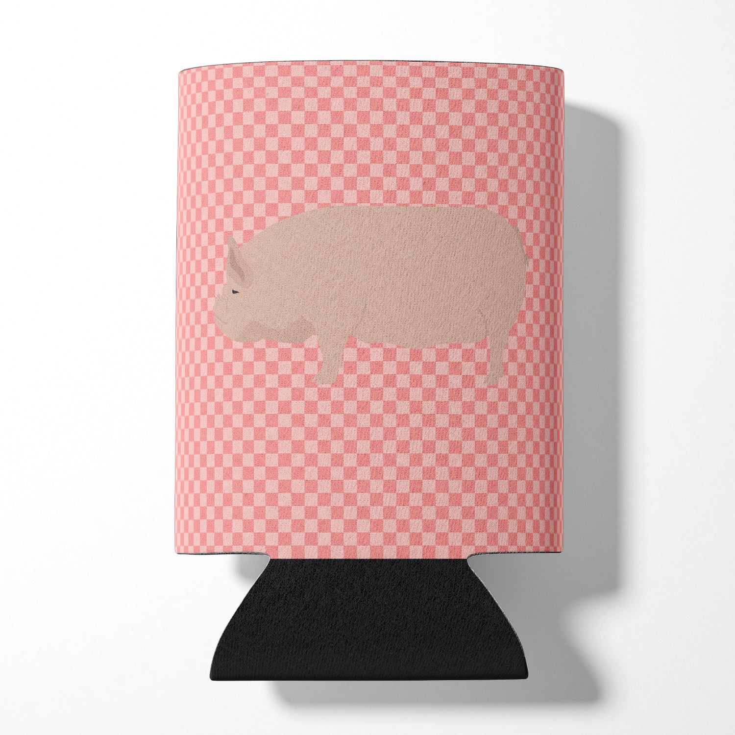 Welsh Pig Pink Check Can or Bottle Hugger Cooler Sleeve for Standard 12 oz Cans, Insulated Foam Beer & Soda Can Hugger Reusable