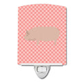 Welsh Pig Pink Check Ceramic Night Light Compact, UL-Certified, Ideal for Bedroom, Bathroom, Nursery, Hallway, Kitchen, 6x4x3, Multicolor