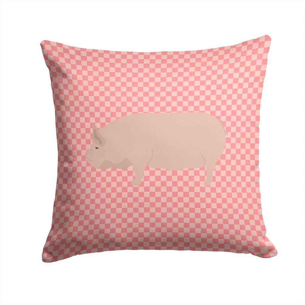 Welsh Pig Pink Check Decorative Throw Pillow 14x14 Indoor Outdoor Accent Cushion, Fabric Cover with Insert for Sofa, Bed, Porch & Living Room